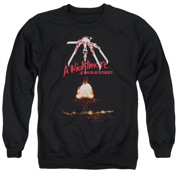 Trevco Sportswear WBM619-AS-3 Nightmare on Elm Street Alternate Poster Adult Crewneck Sweatshirt, Black - Large