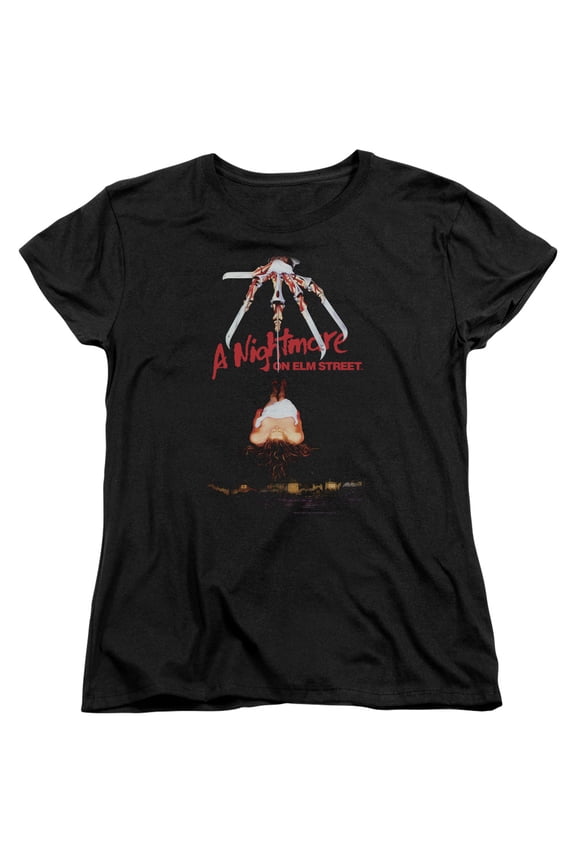 Sportswear WBM619-WT-5 Nightmare on Elm Street Alternate Poster Womens Short Sleeve T-Shirt, Black - 2X