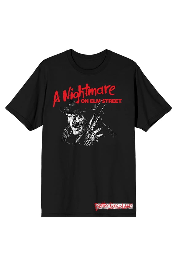 Nightmare On Elm Street Better Stay Up Late Men's Black T-shirt-Small