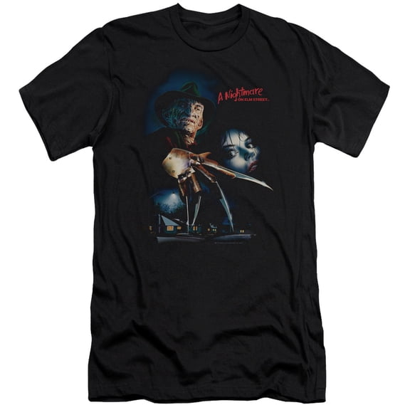 Nightmare On Elm Street Elm Street Poster T-shirt Black Adult Unisex 100% Cotton Short Sleeve