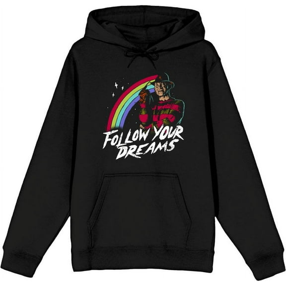 Nightmare On Elm Street Follow Your Dreams Adult Black Long Sleeve Hoodie-Medium