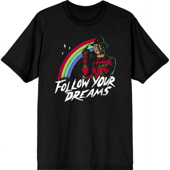 Nightmare On Elm Street Follow Your Dreams Men's Black Crew Neck Short Sleeve Tee-Medium