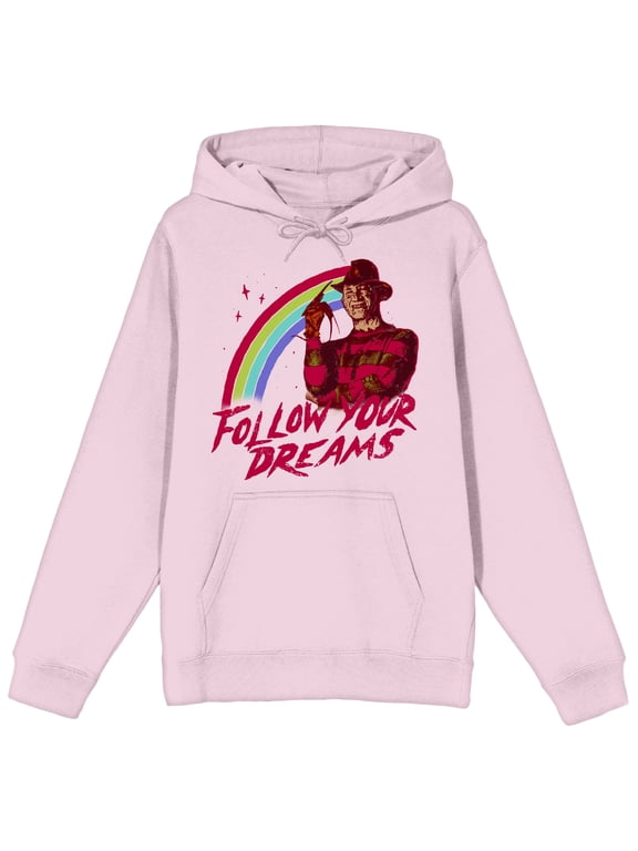 Nightmare On Elm Street Follow Your Dreams Men's Pink Hoodie-Small