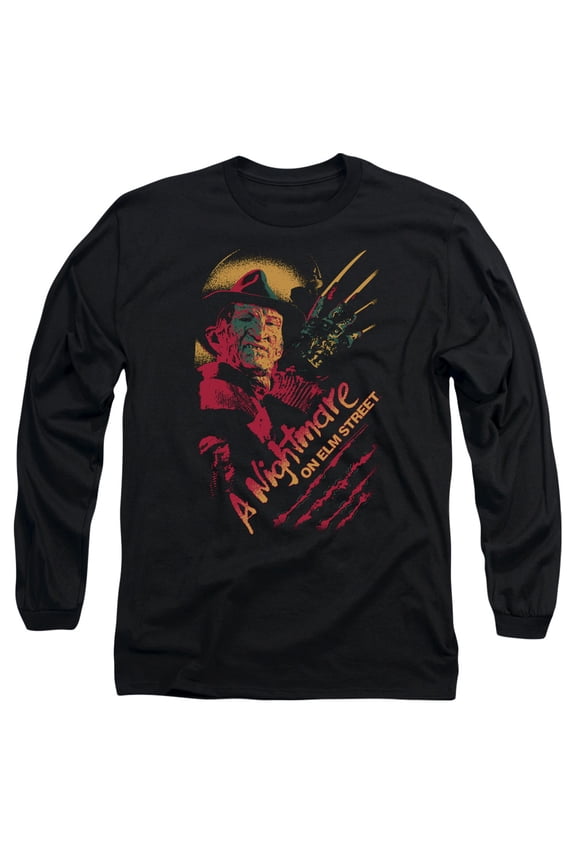 Sportswear WBM556-AL-2 Nightmare on Elm Street Freddy Claws Adult Long Sleeve T-Shirt, Black - Medium