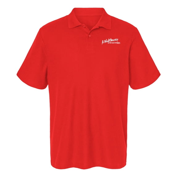 Nightmare On Elm Street Logo Cotton Polo Shirt, Red, Small