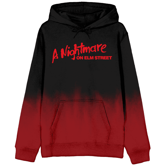 Nightmare On Elm Street Logo Long Sleeve Black Red Dip Dye Adult Hooded ...