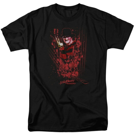 Trevco Sportswear WBM554-AT-5 Nightmare on Elm Street One Two Freddys Coming for You Adult Regular Fit Short Sleeve T-Shirt, Black - 2X