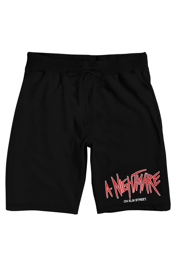 Nightmare On Elm Street Text Logo Men's Black Sleep Pajama Shorts-Medium