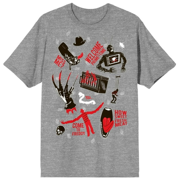 Nightmare On Elm Street Tossed Freddy Women's Heather Gray T-Shirt-Medium