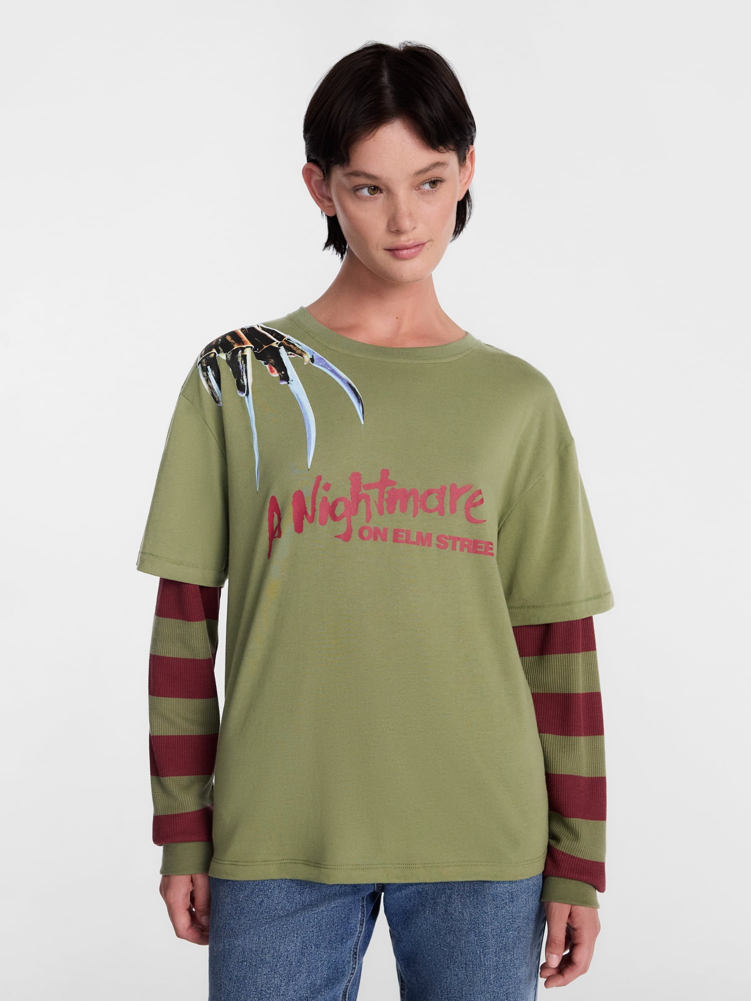 Disney Nightmare on Elm Street Women's Halloween Layered Look Graphic Tee, Sizes XXS-XXL