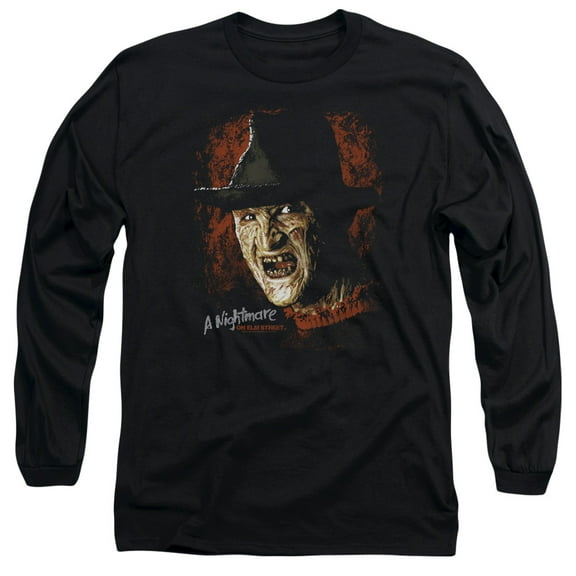 Trevco Sportswear WBM607-AL-5 Nightmare on Elm Street Worst Nightmare Adult Long Sleeve T-Shirt, Black - 2X