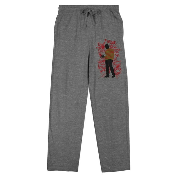 Nightmare on Elm Street Freddy Silhouette Scratch Text Women's Gray Heather Sleep Pajama Pants-Small