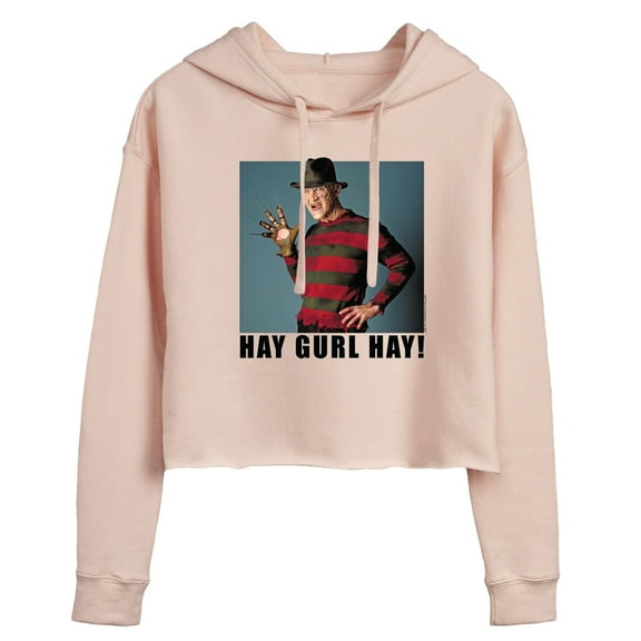 Nightmare on Elm Street - Hay Gurl Hay - Juniors Cropped Pullover Hoodie
