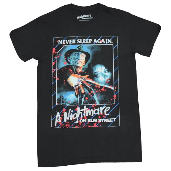 Nightmare on Elm Street Mens T-shirt - Never Sleep Again Freddy VHS Image (X-Small)