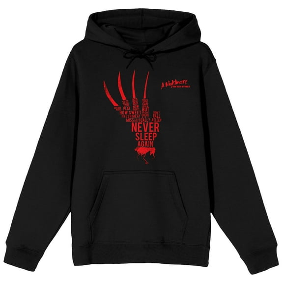 Nightmare on Elm Street Never Sleep Again Men's Black Graphic Hoodie-4XL