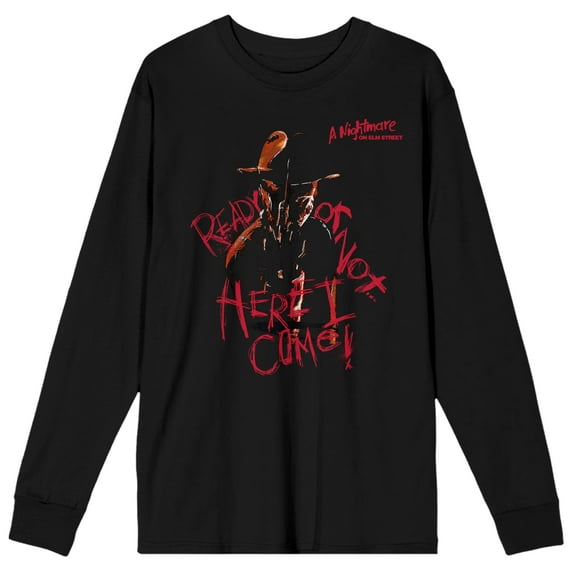 Nightmare on Elm Street Ready or Not Men's Black Long Sleeve Tee-3XL