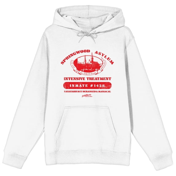 Nightmare on Elm Street Springwood Asylum Inmate #1428 Men's White Graphic Hoodie-XXL
