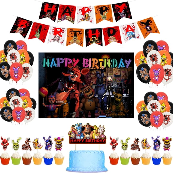 Nights Freddy Birthday Decorations Balloons Cake Topper Banner Freddy's Background Halloween Party Birthday Party Supplies