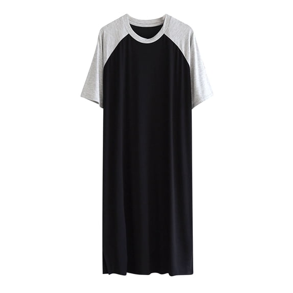 Nightshirt for Men Short Sleeve Crewneck Nightgown Plus Size Lightweight Henley Sleep Gowns Pajamas Shirts