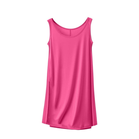Nightshirts for Women Plus Size New Women's Nightgown Sleeveless Cotton Nightdress Summer Casual Comfy Nightwear Tank Nightshirt Plus Size Pajamas Dress Women Sleepwear Pinky-a M