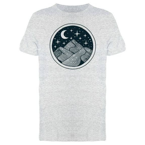 Nightsky Over The Mountains B&W T-Shirt Men -Image by Shutterstock, Male x-Large