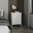 thumbnail image 1 of Nightstand – 18.9"W x 15"D x 25.9"H White Bedside Table with 2 Drawers & Open Shelf, Modern Minimalist Design for Bedrooms, 1 of 7