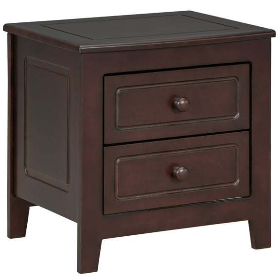 Nightstand, 2-Drawer Bedside Table, Mid Century Retro End Table, Night Stand with Classic Design for Bed Room Living Room Apartments, Dark Walnut