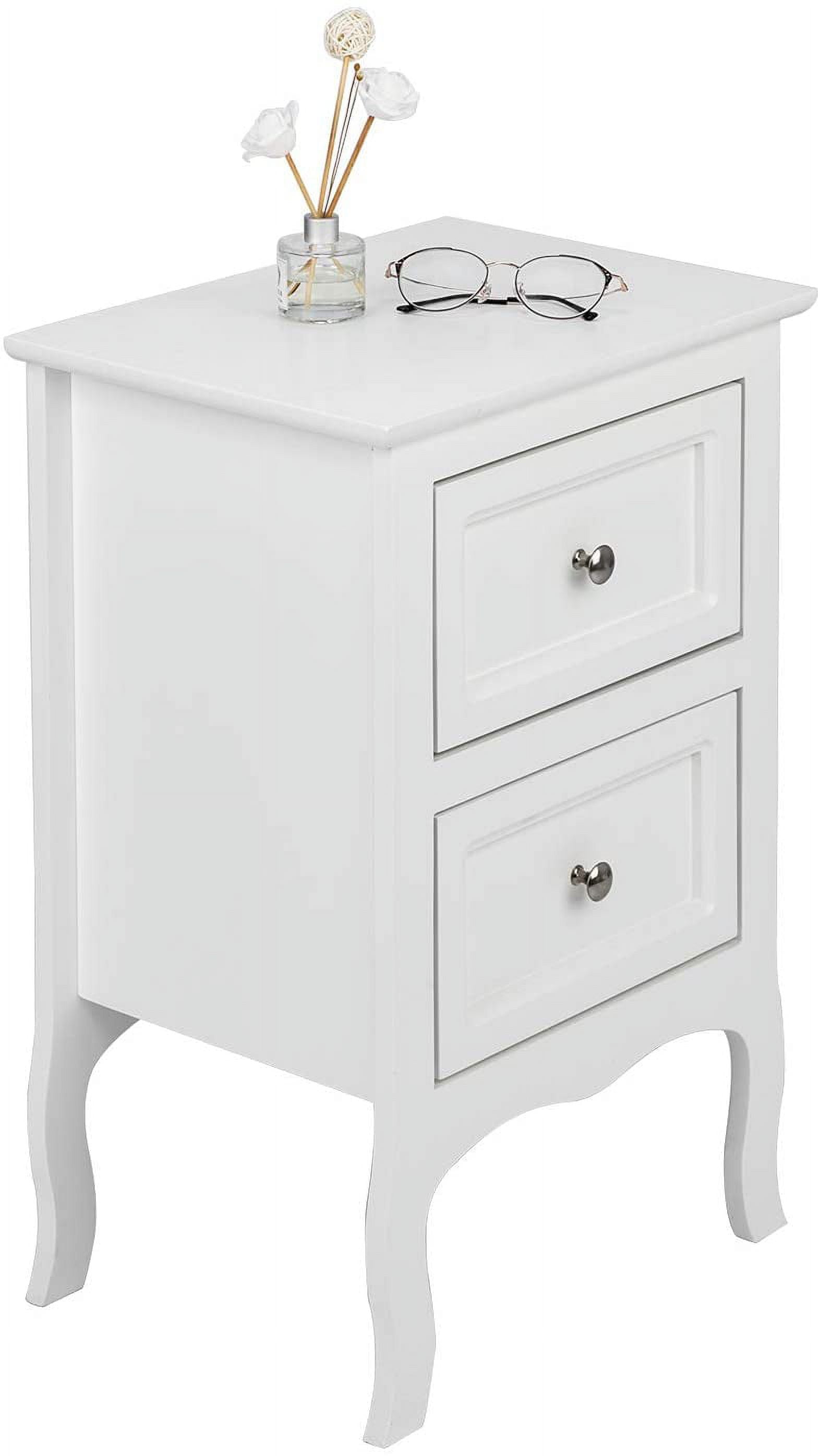 Nightstand with 2 Drawers, Farmhouse Night Stands for Bedrooms, Small