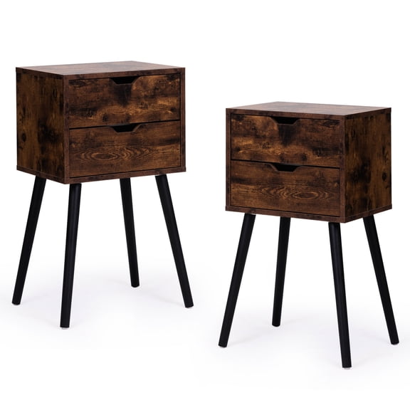 Nightstand with 2 Drawers | Ideal for Bedroom, Living Room Storage and Display | High - quality MDF with Pine Wood Base | Keeps Room Neat and Organized