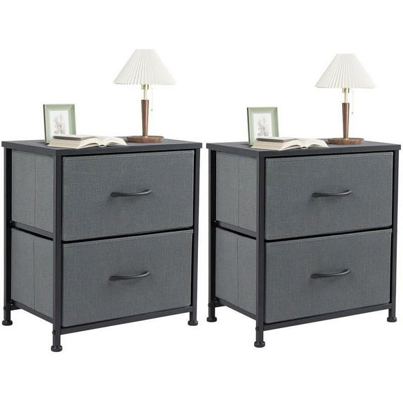 Sweet Furniture F Nightstand with 2 Fabric Drawers, Tall Nightstand, Dresser, Side Table, End Table, Bedside Table, Night Stands, Bedroom Furniture for Living Room, Entryway, Nursery, Closet