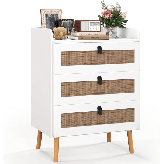 Nightstand, 3-Drawer Bedside Table w/Marble Top, Metal Legs, Fully Assembled, Modern Bedroom Furniture