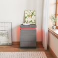 thumbnail image 1 of Nightstand with 3 Drawers, Modern High Gloss Bedside Table with LED Light and Openable Tabletop, Wood Side Table with Large Storage Space for Bedroom, Living Room, Gray, 1 of 7