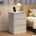thumbnail image 1 of NEGYLIM Nightstand with 3 Drawers, White Bedside Table Night Stand for Bedroom with Charging Station & Cut-Out Handle, Sofa Side Table Dresser for Bedroom(White), 1 of 10