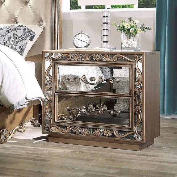 Acme Nightstand in Antique Gold Finish 23793