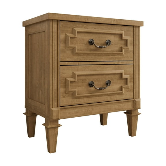 Nightstand, Bed Side Table with 2 Drawers for Bedroom, Natural