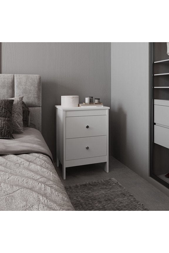 Nightstand for Bedroom, Nightstand, 2 Drawers, White, White Wooden Nightstand,Engineered Wood Modern Nightstand, Furniture, Bedroom Furniture, Nightstands Nightstand, 2 Drawers, White