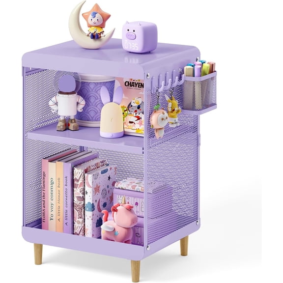 Nightstand, Bedside Table,Teen Girls Night Stand, Night Stand,End Table for Girls Room Storage,Purple Nightstand