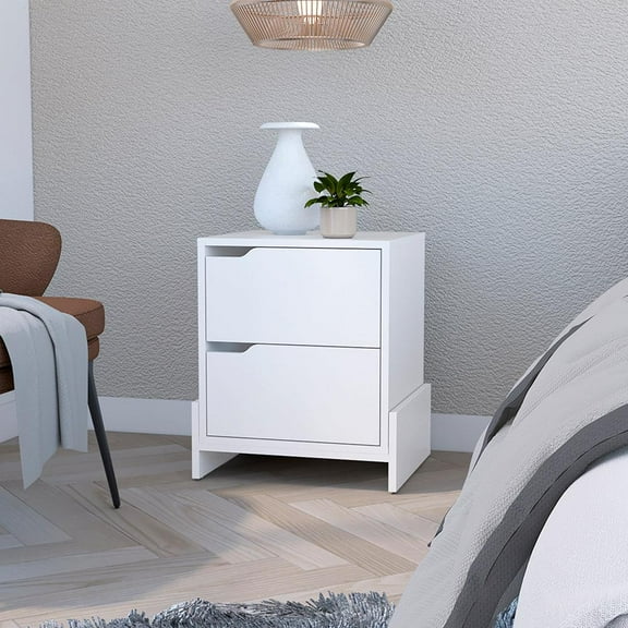 We Have Furniture Nightstand Brookland, Bedside Table, White / Macadamia Finish