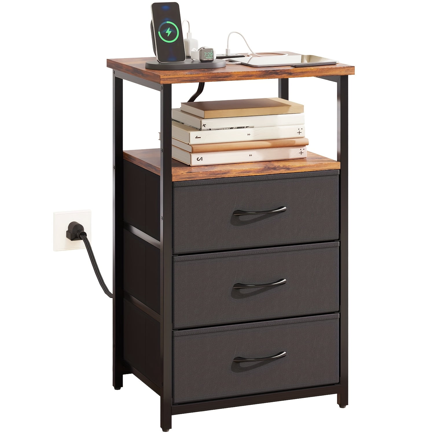 Mini Computer Night Stand Nightstand with Charging Post, 16- Colour LED Nightstand with USB Port ...