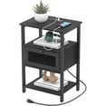 thumbnail image 1 of Nightstand with Charging Station, Bedroom Bedside Table with USB Ports and AC Outlets, Sofa Side End Table with Storage Drawer, Couch Side Table with Open Shelf for Living Room Office Dorm, 1 of 7