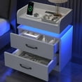 thumbnail image 1 of Nightstand with Charging Station, Night Stand with LED Lights, Modern Led End Table Nightstand for Bedroom, Night Stand with 2 Drawers, Bed Side Table with Storage for Living Room (1, White), 1 of 7