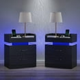 thumbnail image 1 of Nightstand with Charging Station, Night Stand with LED Lights, Modern Led End Table, Nightstands Set of 2, Night Stand with 2 Drawers, Bed Side Table with Storage for Living Room, Bedroom (2, Black), 1 of 10