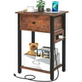 thumbnail image 1 of Nightstand with Charging Station, Side Table End Table with Large Drawer and Storage Shelf, Bed Side Table/Night Stand with USB Ports & Outlets, Rustic Bedside Tables for Bedroom, Living Room Brown, 1 of 14
