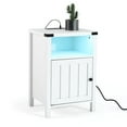 thumbnail image 1 of Nightstand with Charging Station, Side Table with RGB Light Strip, Modern End Table Beside Table with USB Ports and Outlets, Barn Door Cabinet, Open Shelf, Deep Storage for Bedroom, Living Room, 1 of 7
