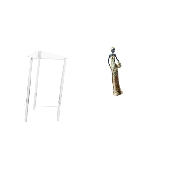 Nightstand Clear Acrylic Side Table Tribal Lady Statue Unique Resin Material Perfect for Living Room Bedroom Home Office