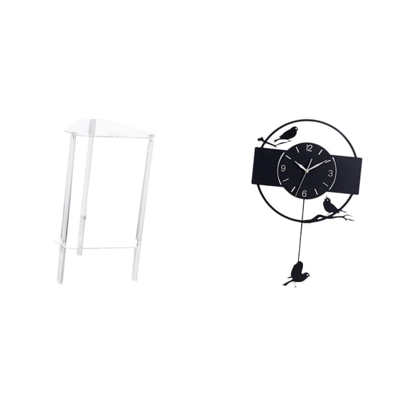 Nightstand Clear Acrylic Side Table Wall Clock Sturdy Acrylic Material for Modern Bedroom Living Room Office Decor