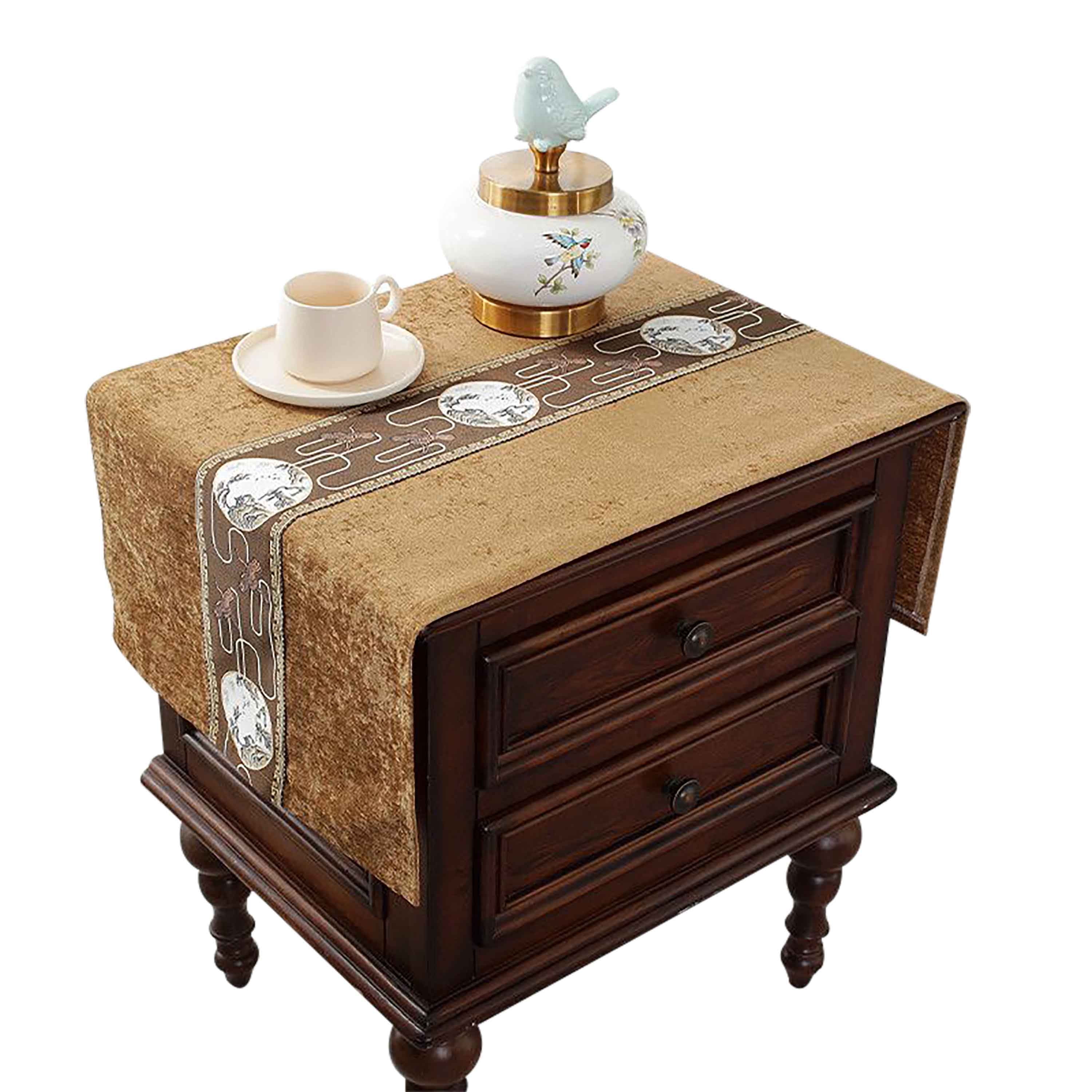 Nightstand Cover,Chenille Bedside Cover,Dust Table Cover For