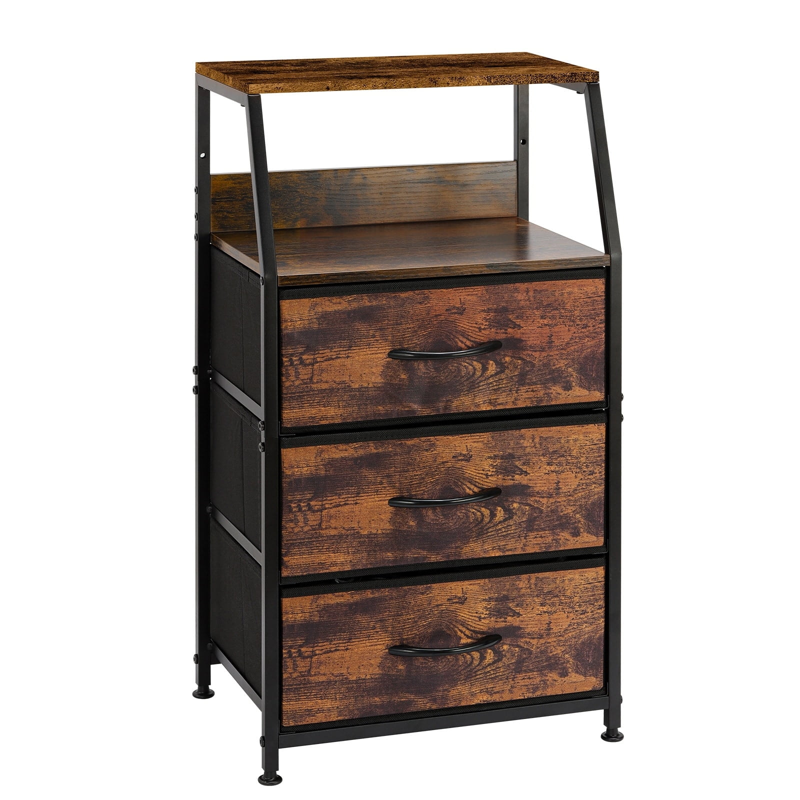 Rustic Brown 3-Drawer Vertical Fabric Dresser
