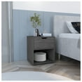 thumbnail image 1 of Nightstand End Table with Open Shelf, 19.7"H Gray - Compact Bedroom Living Room Side Table with Drawer & 4 Legs, Laminated Particle Board Light Gray + Particle Board + Pine, 1 of 7