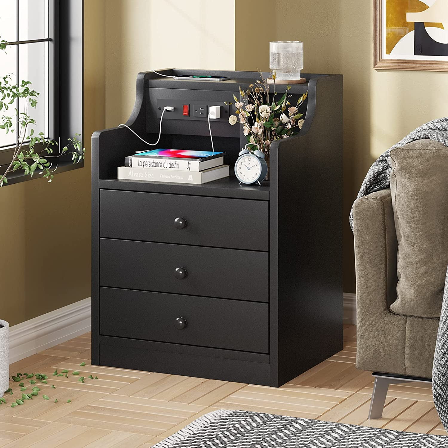 Nightstand discount with hutch
